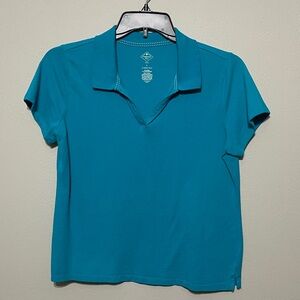 St. John's Bay Teal Short-Sleeve Polo V-Neck Top